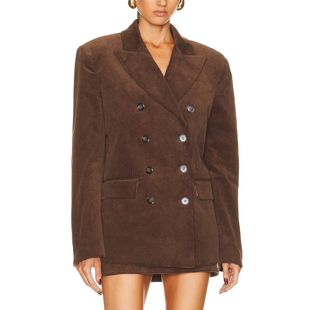 Brown Double-Breasted Women's Blazer